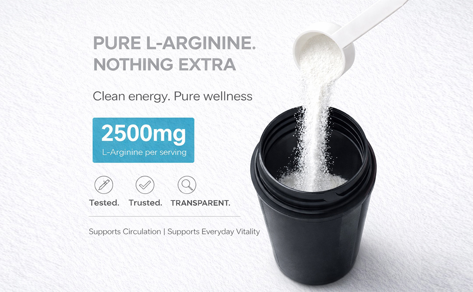 AS-IT-IS One L Arginine, Unflavoured & Unsweetened, 250g - Supports Blood Flow, Nitric Oxide Production & Workout Performance