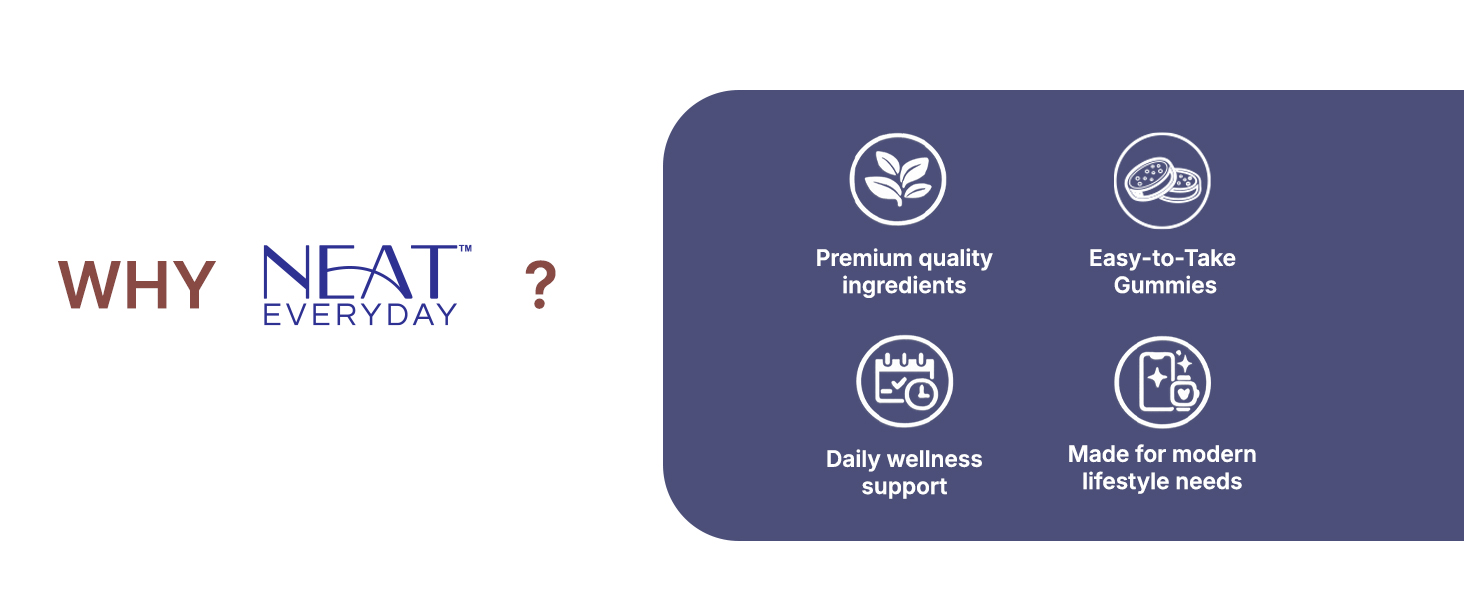 NEAT EVERYDAY Vitamin B12 + D3 Gummies | Blueberry Flavour | No Added Sugar | Vegan Gummies | No Artificial Colour & Preservatives | Health Supplement | Pack of 15