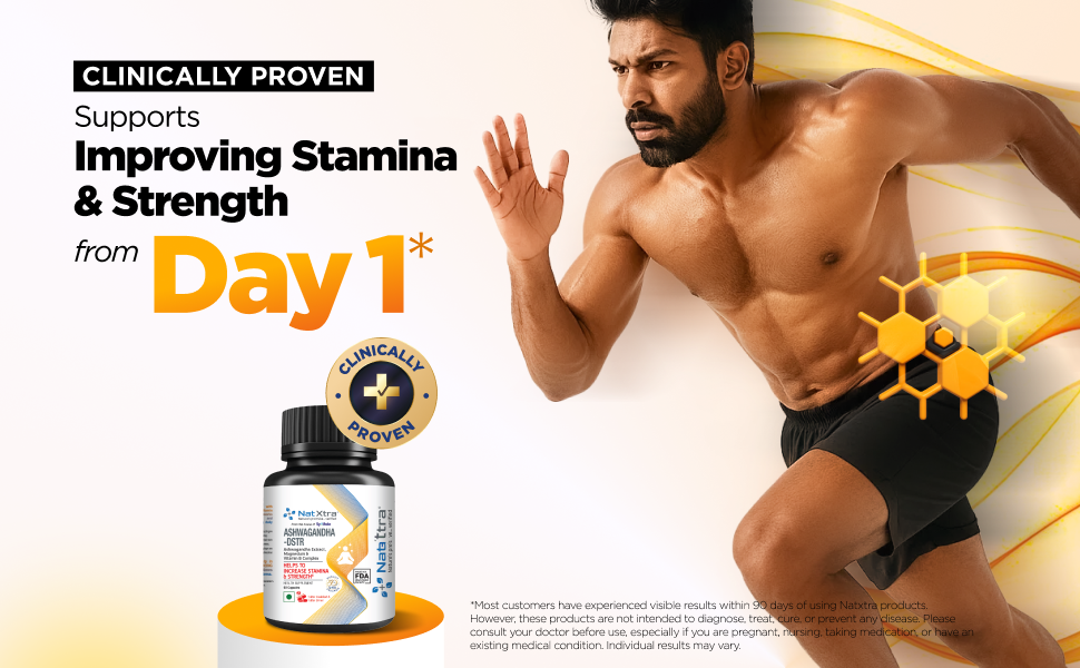 Natxtra Ashwagandha-DSTR | Stress Relief & Stamina Booster | Withanolides, Magnesium, & B Vitamins | Improves Strength, Reduces Stress, Promotes Mental Well-being | 30 Vegetarian Capsules