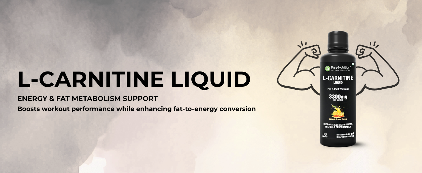 Pure Nutrition L Carnitine Liquid 3300mg | Pre & Post Workout Supplement for Men & Women | Supports Fat Metabolism, Energy & Performance | Sugar Free – 450ml Valencia Orange Flavour