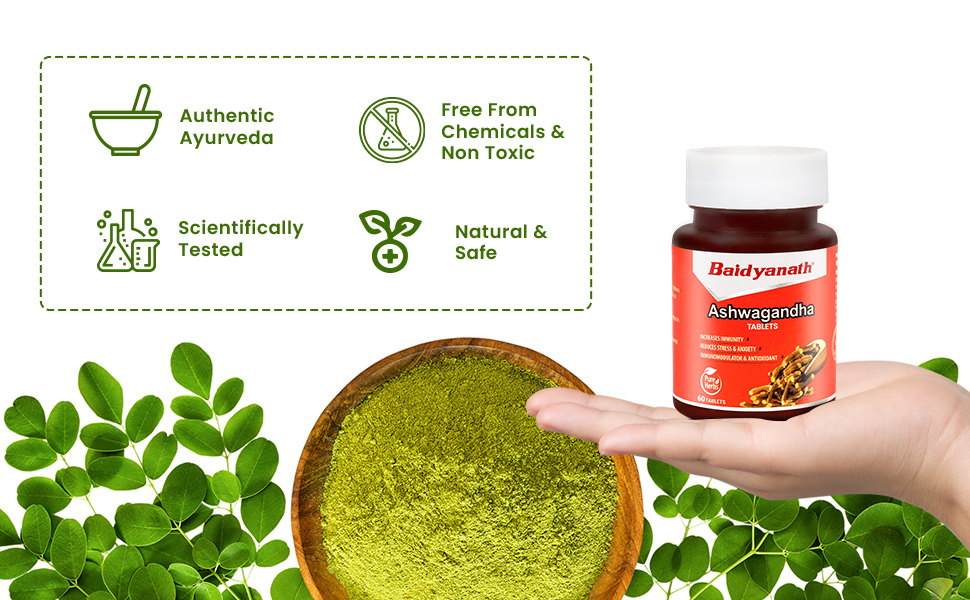 Baidyanath Ayurved Ashwagandha 60 Tablets for General Wellness | Helps Release Stress & Anxiety (Pack of 1)