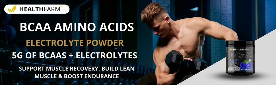 Healthfarm BCAA 2:1:1 Powder (Branched Chain Amino Acids) - BCAA Powder for Muscle Recovery - Gluten Free - 5000mg per Serving,30 Servings -Flavor- Mango Berry