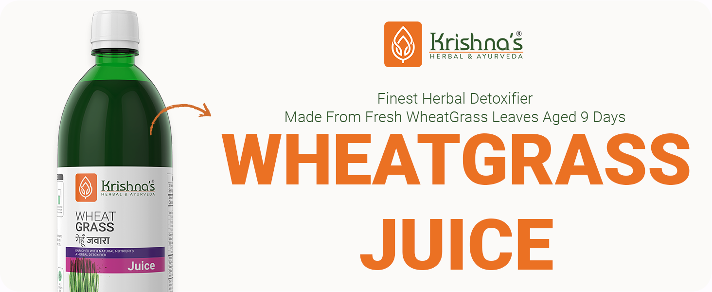 Krishna's Wheatgrass Juice - 1000 ML | Wheat Grass juice 9th day picked wheatgrass leaves | Pure, Natural and Ayurvedic Juice