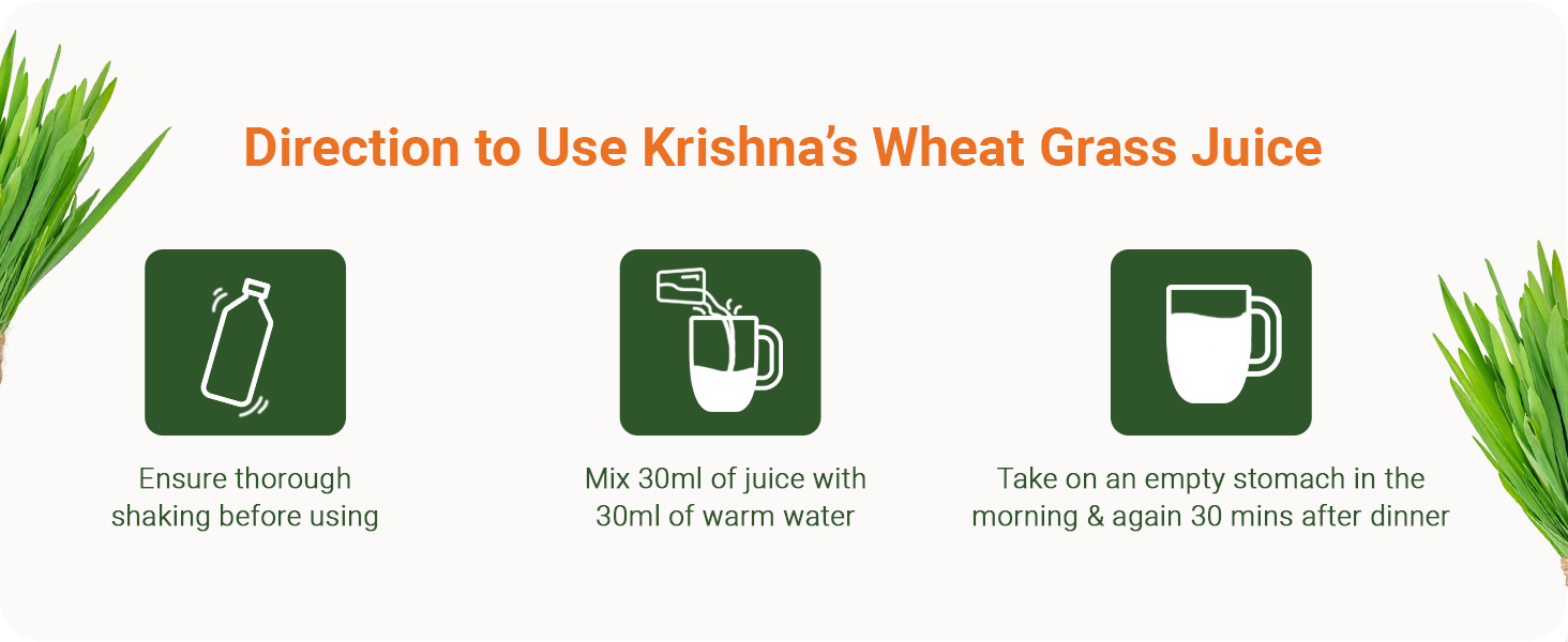 Krishna's Wheatgrass Juice - 1000 ML | Wheat Grass juice 9th day picked wheatgrass leaves | Pure, Natural and Ayurvedic Juice