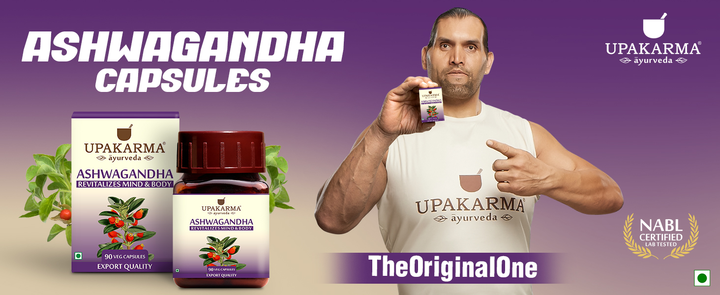 UPAKARMA Ashwagandha | Pure Extract Based (500mg) | Helps Relieve Stress, Immunity Booster | Mood Lifter | Lab Tested, R&D Backed, 90 Veg Capsules, Pack of 1