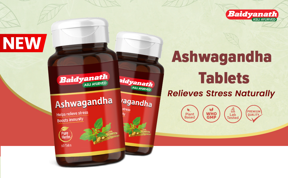 Baidyanath Ashwagandha - 60 Tablets (Pack of 2) | Ayurvedic Formulation with Ashwagandha Root Extract | Stress, Sleep, Immunity & Stamina Support
