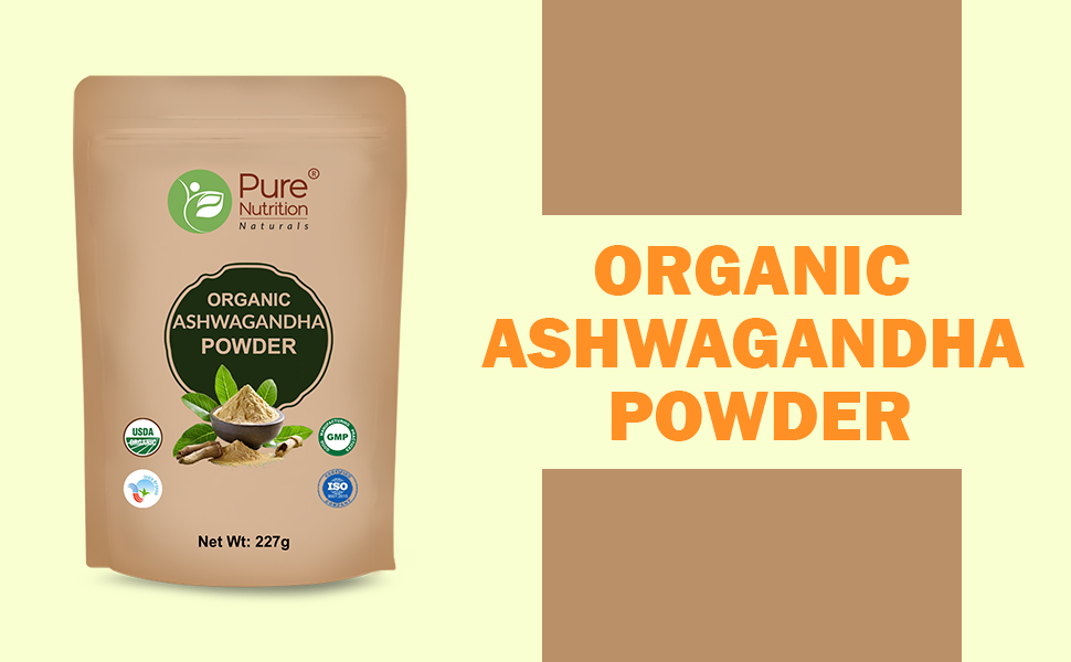 Pure Nutrition Organic Ashwagandha Root Powder, 227g | Supports Stress Management, Sleep, Fertility, Immunity, Vitality & Strength | Amukkara Kizhangu Choornam | USDA Organic Certified
