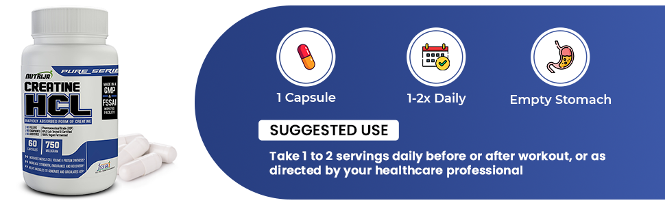 Nutrija-CREATINE HCL 750 MG- 60 Capsules