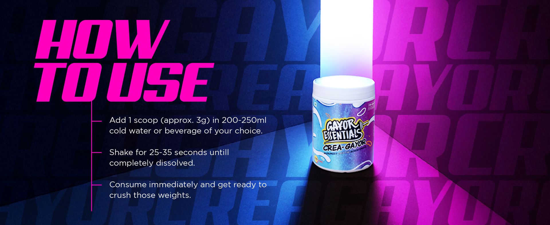 Crea-Gayor Micronized Creatine Monohydrate (Unflavoured,100g)