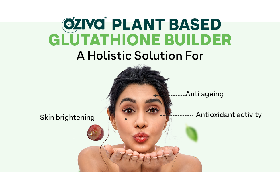 OZiva Plant Based Glutathione Builder, Skin Glow, Anti-Ageing, 120 Caps