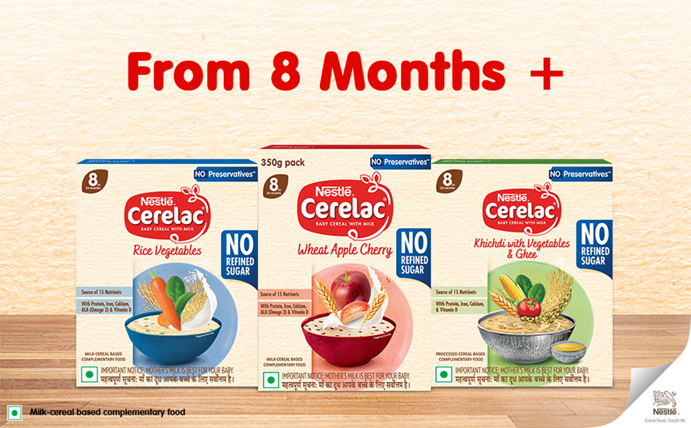 Nestlé CERELAC Baby Cereal Wheat Apple Cherry, No Refined Sugar STG2, 360g