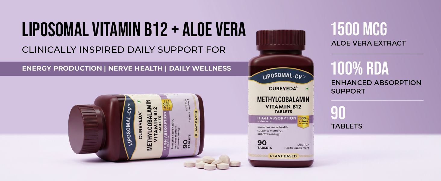 Cureveda Liposomal Vitamin B12 1500 mcg Tablets, 90 Count