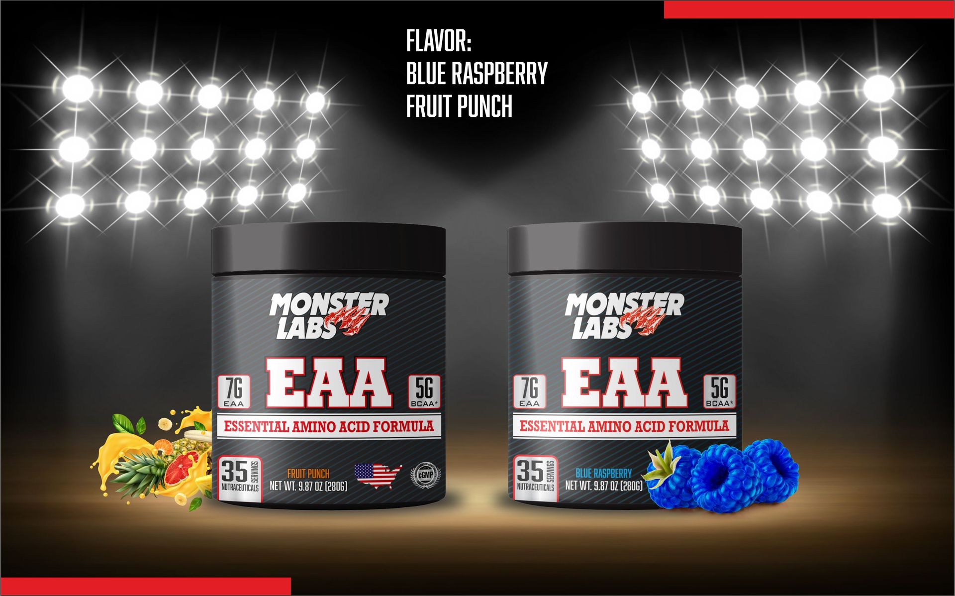 EAA | Essential Amino Acids Blend | Blue Raspberry Flavor | 280g | 35 Servings | Muscle Recovery & Performance Booster
