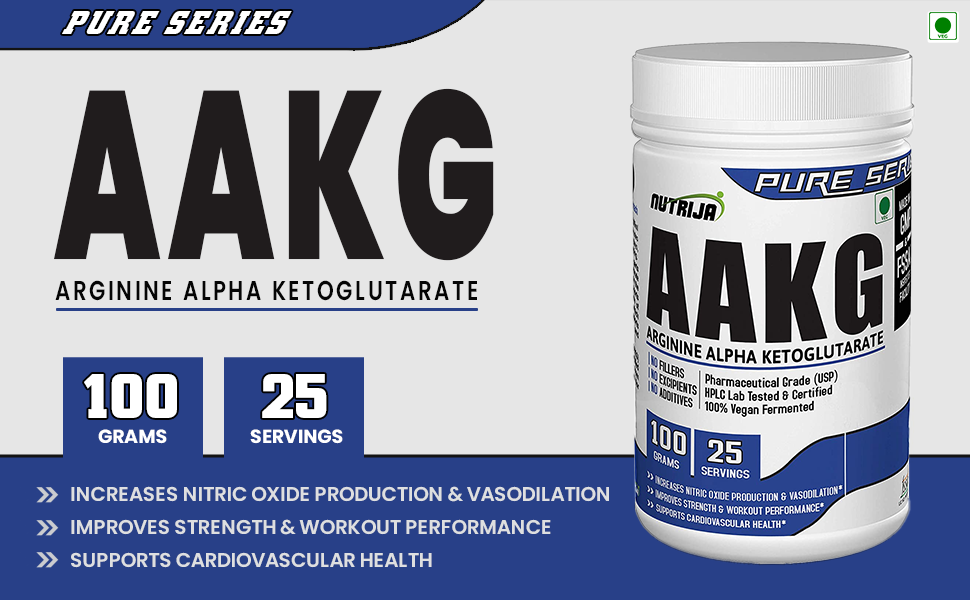 Nutrija AAKG- Arginine Alpha Ketoglutarate | For Strength & Vascularity -100 Grams