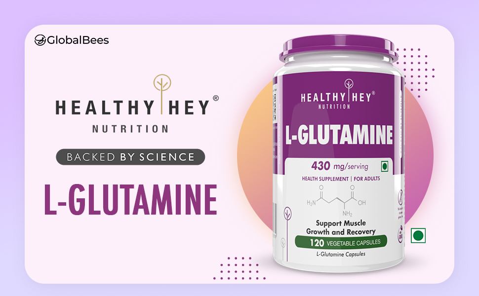 HealthyHey L Glutamine Capsules High Strength-120 Capsules