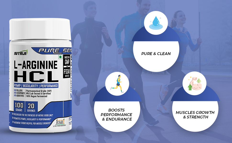 NutriJa L-Arginine HCL Powder - Highest Bioavailability form of L-Arginine | Maximum Strength, Nitric Oxide Precursor (Pineapple, 100Grams)