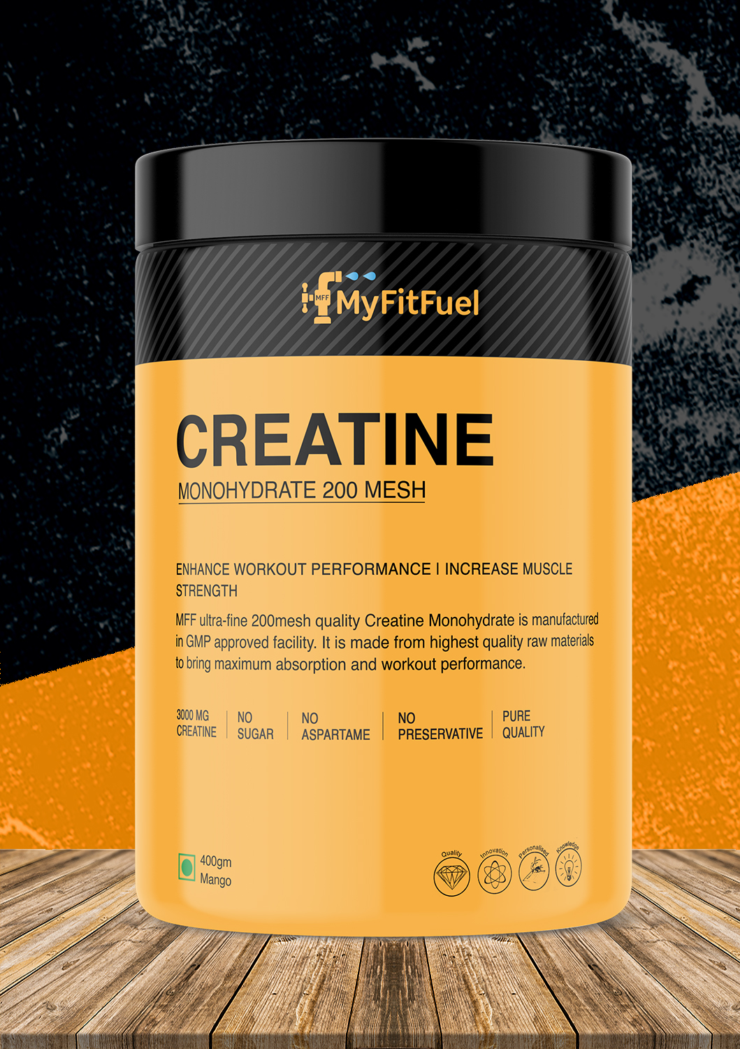 MyFitFuel Micronized Creatine Monohydrate (200 Mesh - Easily Absorbed by Body) | 200 gm, (Natural)