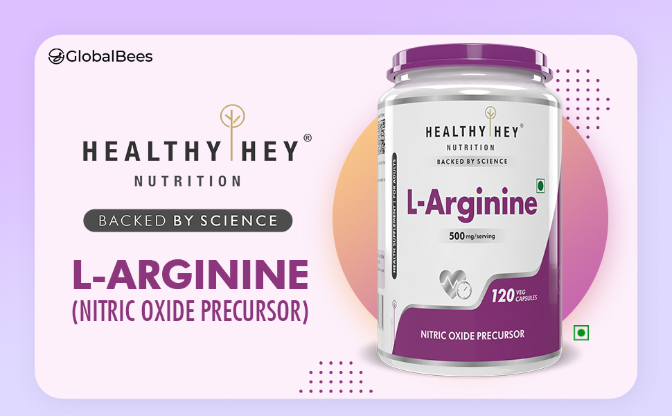 HealthyHey L-Arginine 120 Vegetable Capsules (Pack of 1)