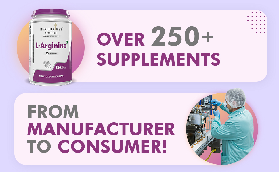 HealthyHey L-Arginine 120 Vegetable Capsules (Pack of 1)