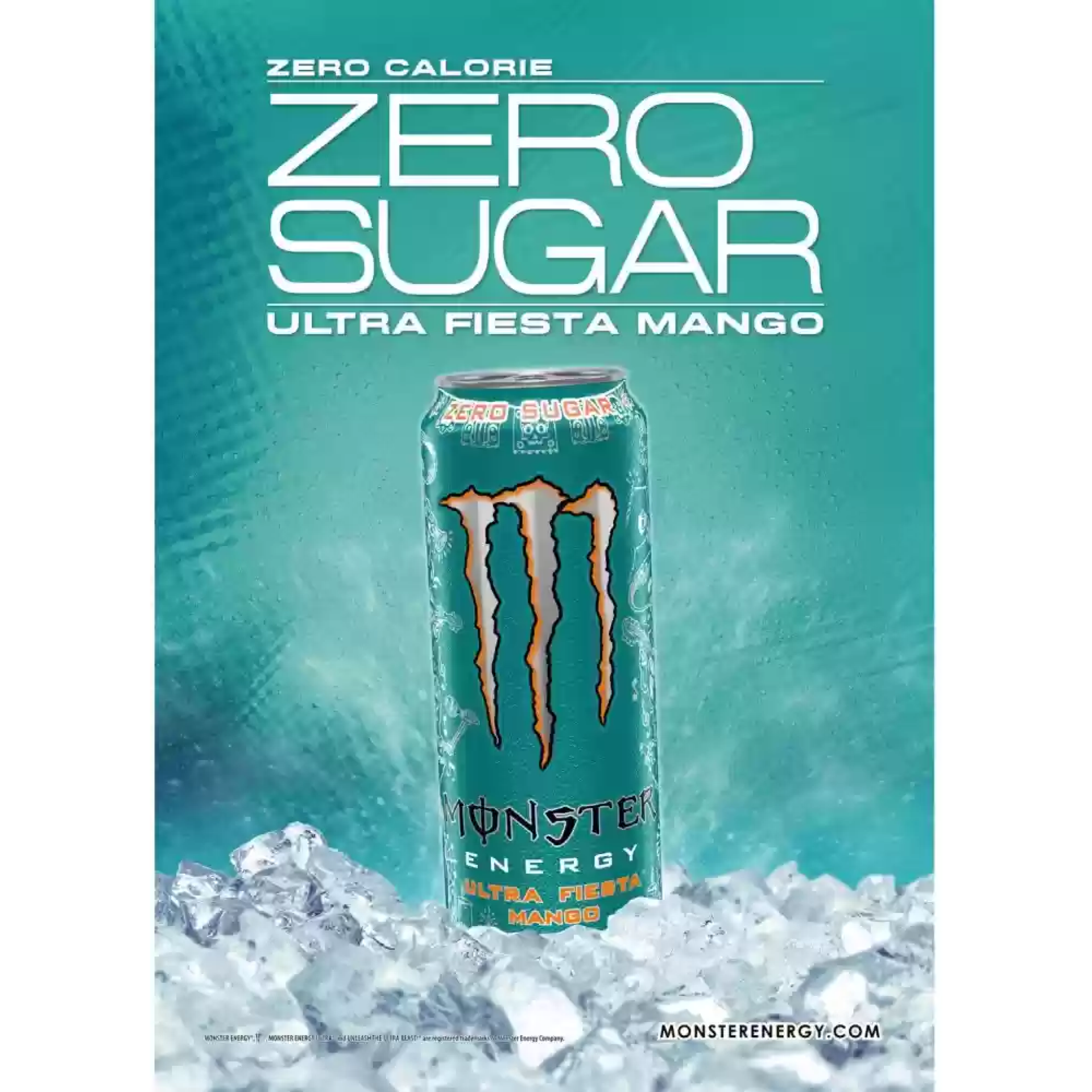 Monster Energy® Ultra Fiesta® Mango Carbonated Energy Drink | L-Carnitine + Taurine + Zero Sugar, 16.91 fl oz ℮ 500 ml