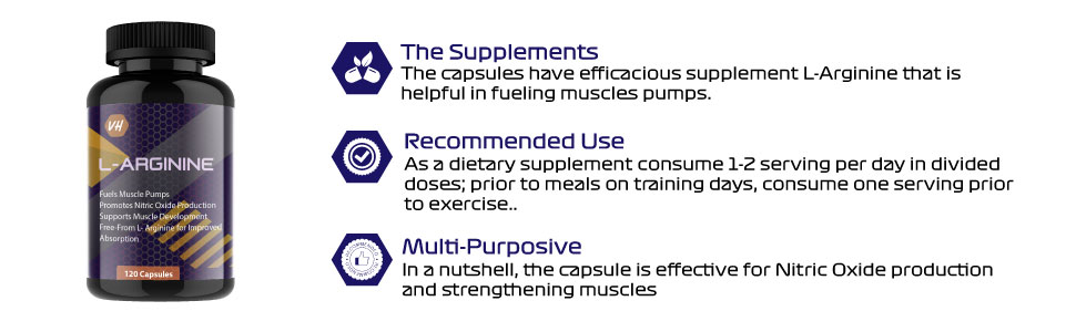 L Arginine 1000mg | l-Arginine Supplements for Man | Boosts Nitric Oxide Production | larginine 120 Capsules by VitaminHaat