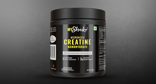 MyShake Micronised Creatine Powder - 250gm (83 Servings) | 3g Creatine Monohydrate Per Serve | Rapid Absorption, Boost Strength & Fuels Muscle | Supports Athletic Performance & Power