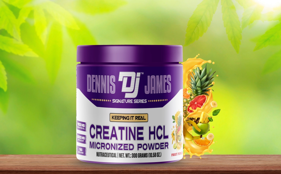 Dennis James Signature Series Creatine HCL | Micronized Powder | Fruit Punch Flavor | 150 Servings | Enhanced Strength & Performance