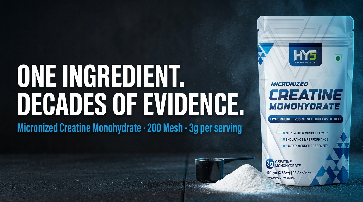 HY5 Creatine Monohydrate Powder 100g | Micronized 200 Mesh | 100% Pure Unflavoured Creatine | 3g Per Serving | 33 Servings | Supports Strength, Power & Workout Performance
