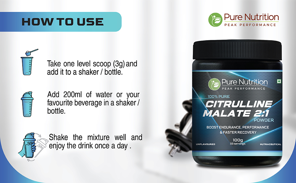 Pure Nutrition L-Citrulline Malate 2:1 Powder – 200g, 66 Servings | 100% Pure & Unflavoured | Boosts Stamina, Enhances Performance, Speeds Muscle Recovery & Reduces Fatigue | Ideal Pre-Workout for Men & Women