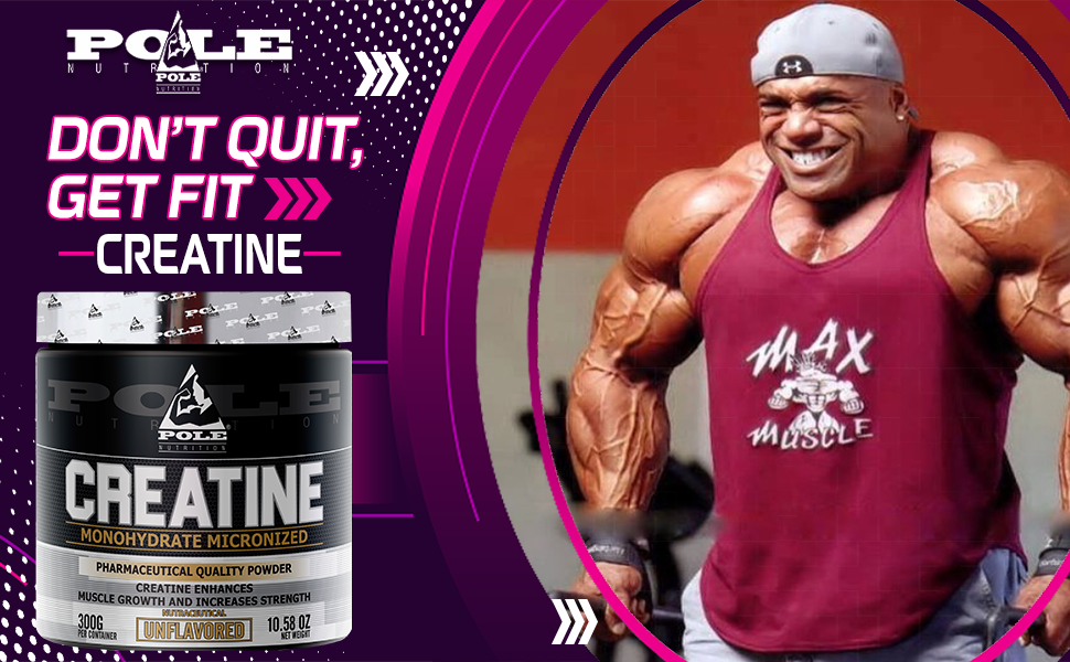 Pole Nutrition Creatine Monohydrate - Micronized Pharmaceutical Quality Powder | Unflavored 300g | Enhance Strength, Power, and Muscle Performance
