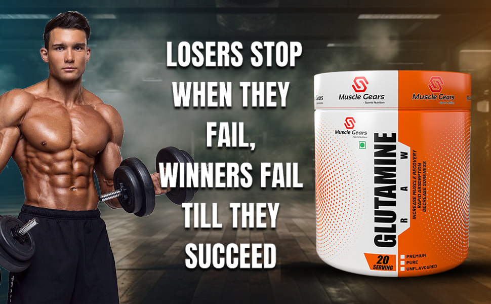 Muscle Gears L-Glutamine Powder 5000mg | Muscle Recovery & Lean Muscle Growth | Gut Health & Immune Support | Gluten Free | Fast Absorption | Unflavoured | 150g
