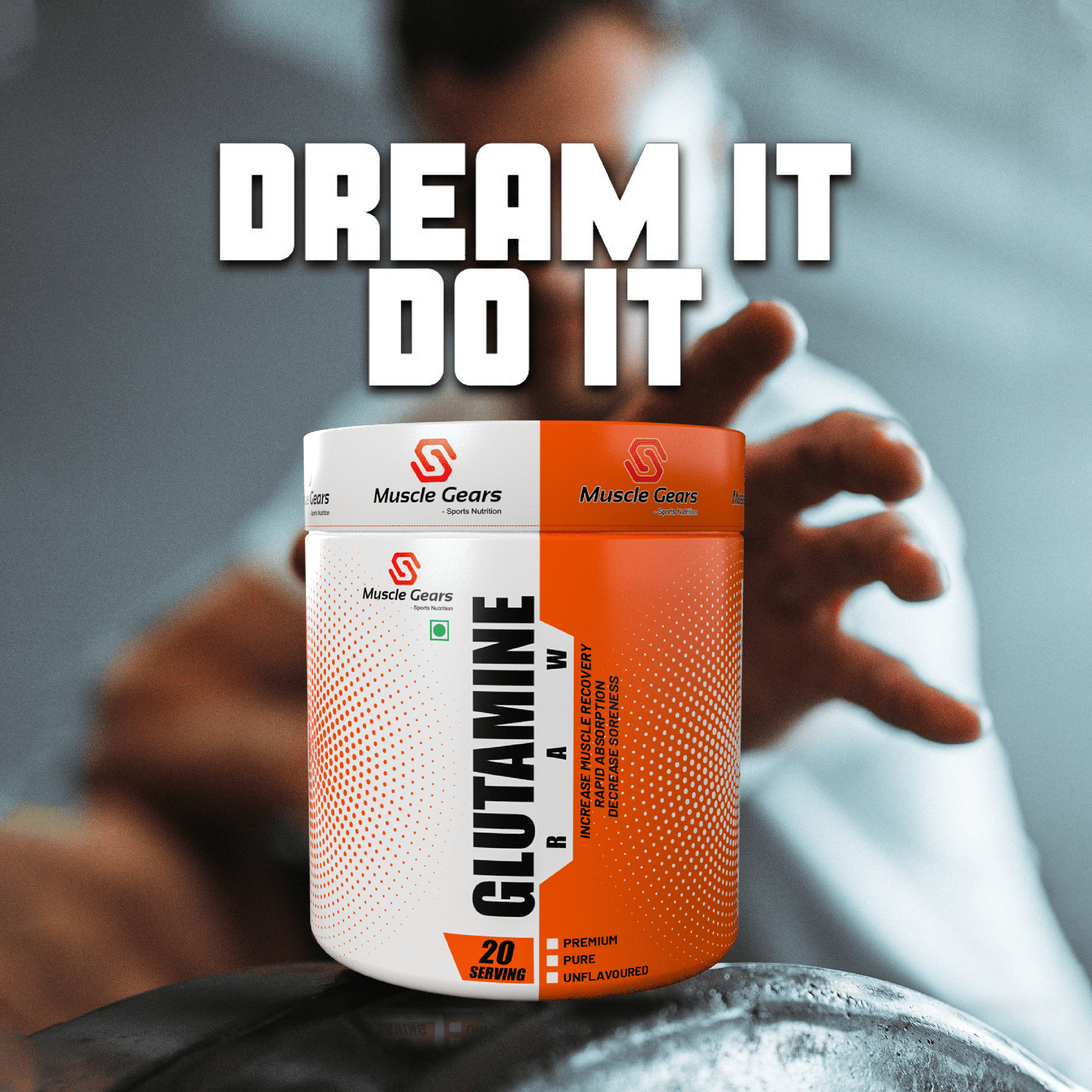 Muscle Gears L-Glutamine Powder 5000mg | Muscle Recovery & Lean Muscle Growth | Gut Health & Immune Support | Gluten Free | Fast Absorption | Unflavoured | 150g