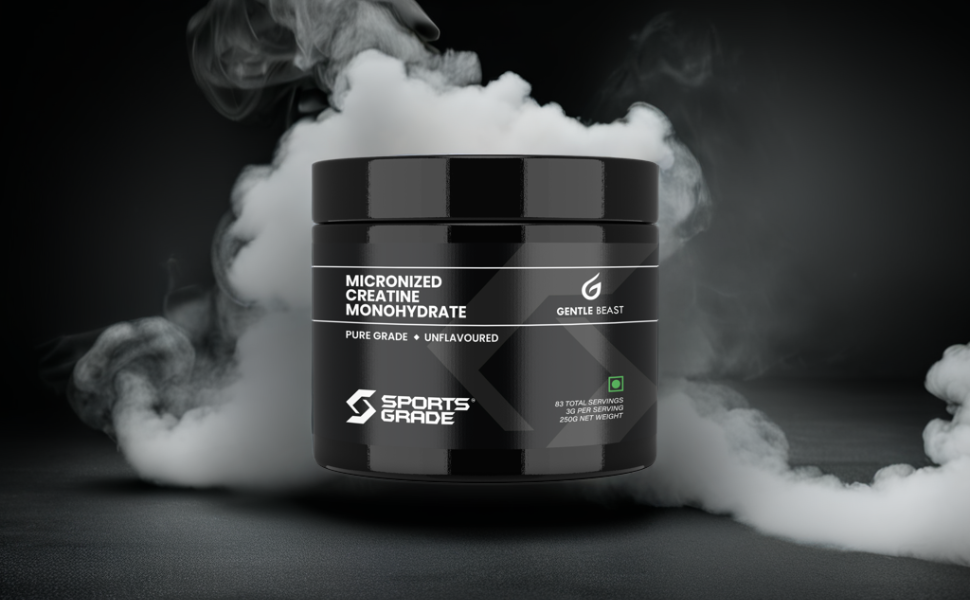 GENTLE BEAST SportsGrade Creatine Monohydrate Powder | 100% Pure, Micronized for Muscle Growth, Strength & Performance | Unflavored, Lab Tested Creatine Powder| 100g