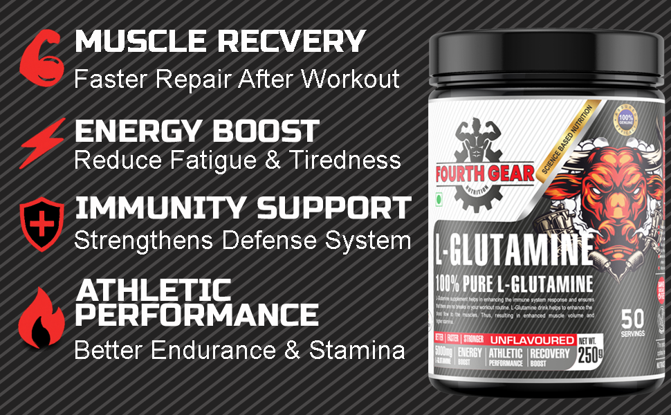 L-Glutamine 100% Pure Micronized | 5000mg per Serving | Unflavoured Muscle Recovery, Energy & Performance Supplement | 250g (50 Servings) | Vegetarian