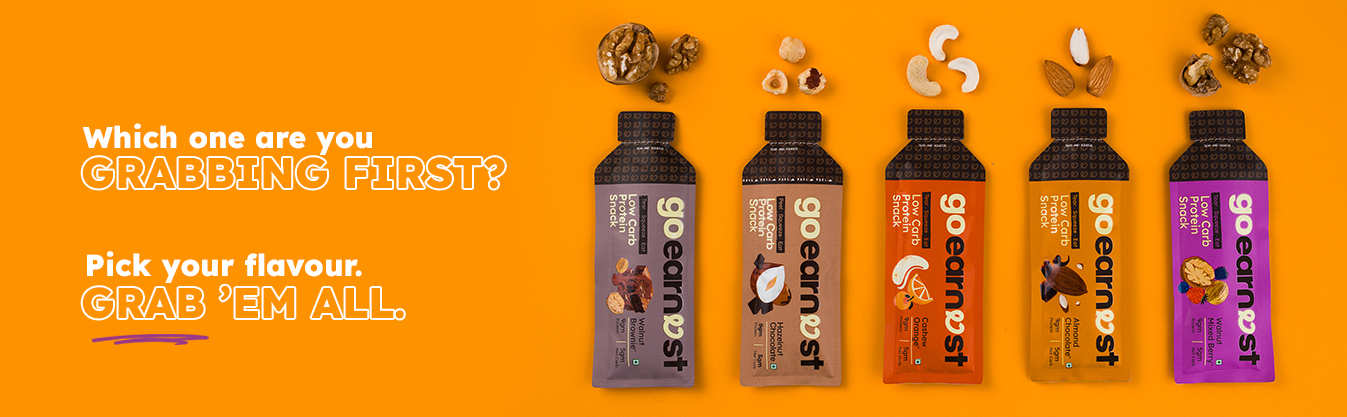 Goearnest Almond Banana Low Carb, High Protein Snack | 9g Protein, 5g Net Carbs | No Added Sugar, High Fibre, Gluten Free | 30g