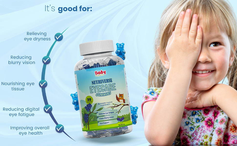 BabyOrgano® Nutriverse Eye Care Gummies for Kids (2-15 Years) – Sharper Vision and Healthy Eyes with Natural Ingredients - New Launch (Eye care gummies + immunity gummies)