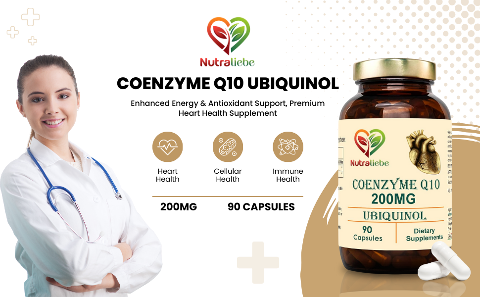 Coenzyme Q10 Ubiquinol 200mg - Enhanced Energy & Antioxidant Support, Premium Heart Health Supplement, 90 Capsules
