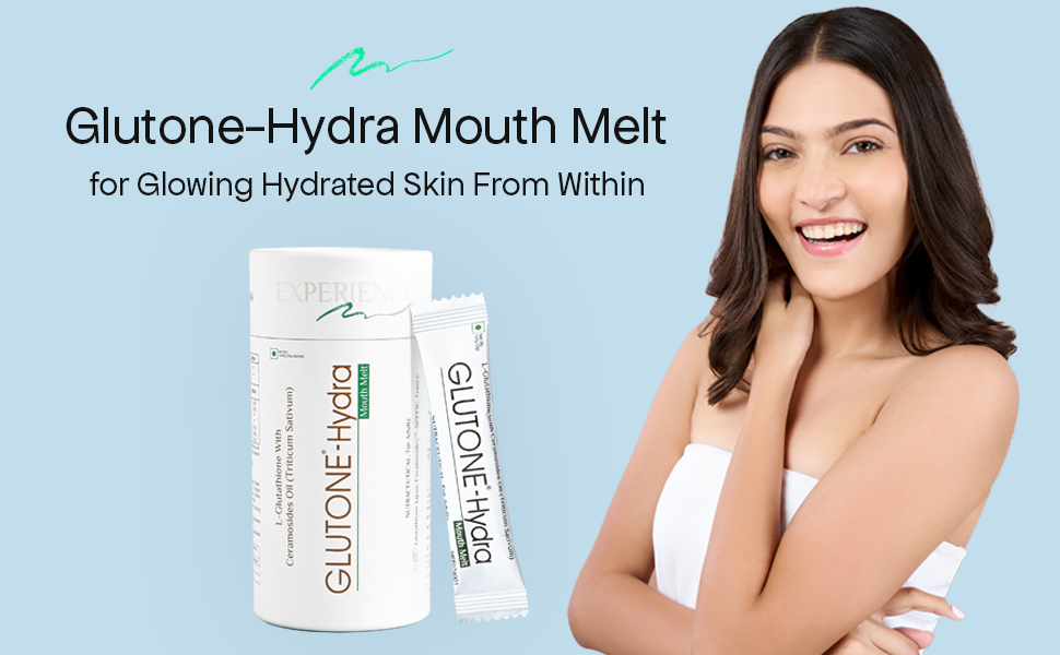 Glutone-Hydra Mouth Melt | Setria Glutathione with Ceramosides Mouth Melts for Dry Skin | Glowing Hydrated Skin | Pack of 10 Sachets