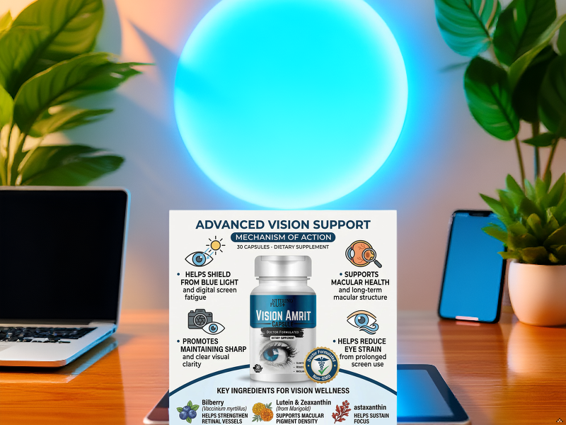 Vision Amrit Vision Support Capsules | Eye Supplement with Lutein, Zeaxanthin & Antioxidant Vitamins | Helps Support Eye Health & Digital Eye Comfort