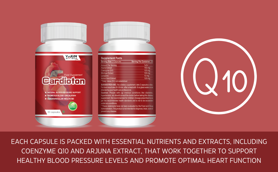 Vokin Biotech Cardioton 60 Capsules with Coenzyme Q10 & Arjuna Extract For Heart Health