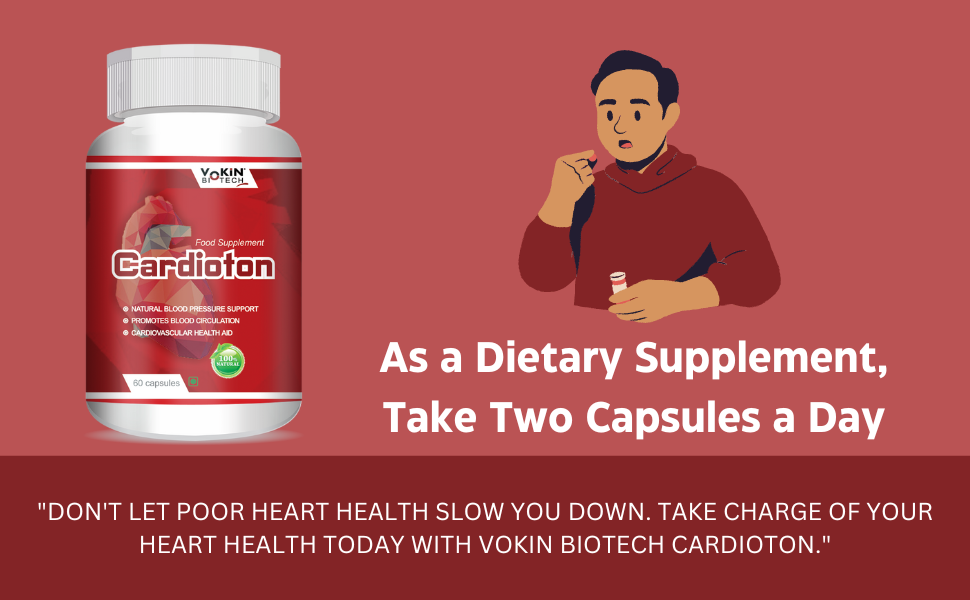 Vokin Biotech Cardioton 60 Capsules with Coenzyme Q10 & Arjuna Extract For Heart Health