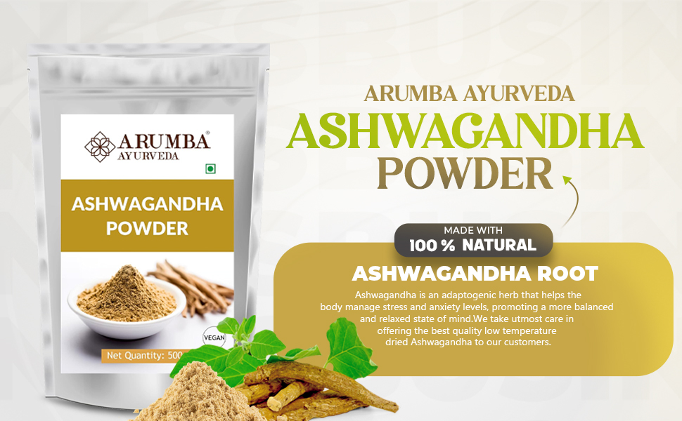 Ashwagandha Churna Powder 500 grams, Made with 100% Natural Ashwagandha Root, Withania Somnifera, Indian Ginseng For Stress Relief, Overall wellness support