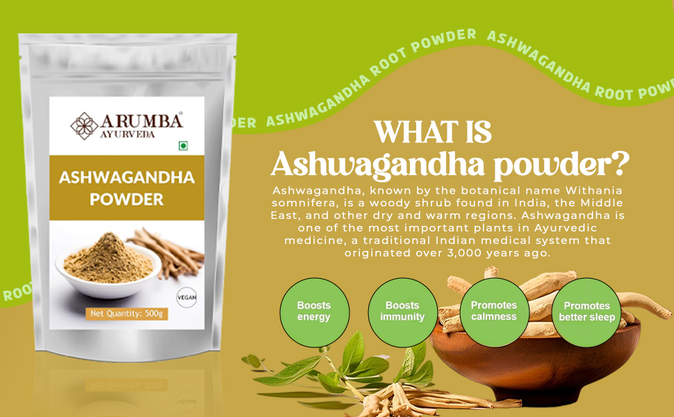 Ashwagandha Churna Powder 500 grams, Made with 100% Natural Ashwagandha Root, Withania Somnifera, Indian Ginseng For Stress Relief, Overall wellness support