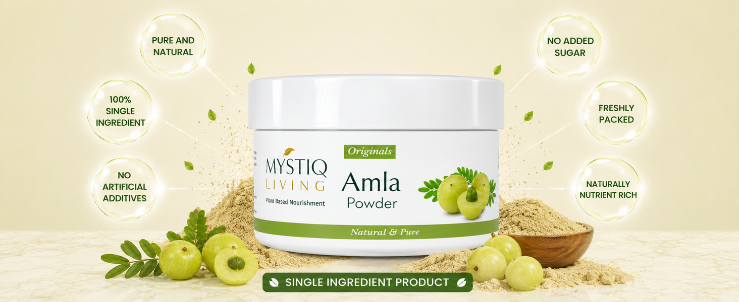 Mystiq Living Amla Powder, Edible Indian Gooseberry for Eating & Drinking