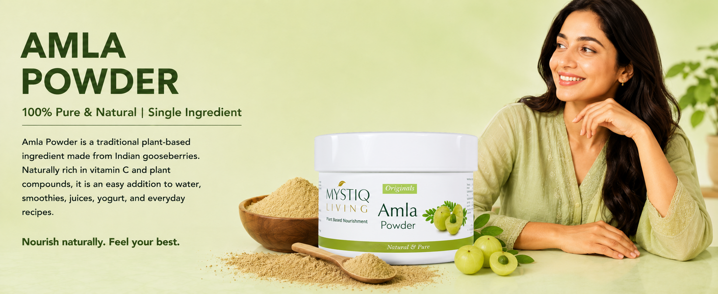 Mystiq Living Amla Powder, Edible Indian Gooseberry for Eating & Drinking