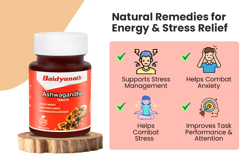 Baidyanath Ayurved Ashwagandha Tablets - 60Tab | for General Wellness Tablets (Pack of 2)