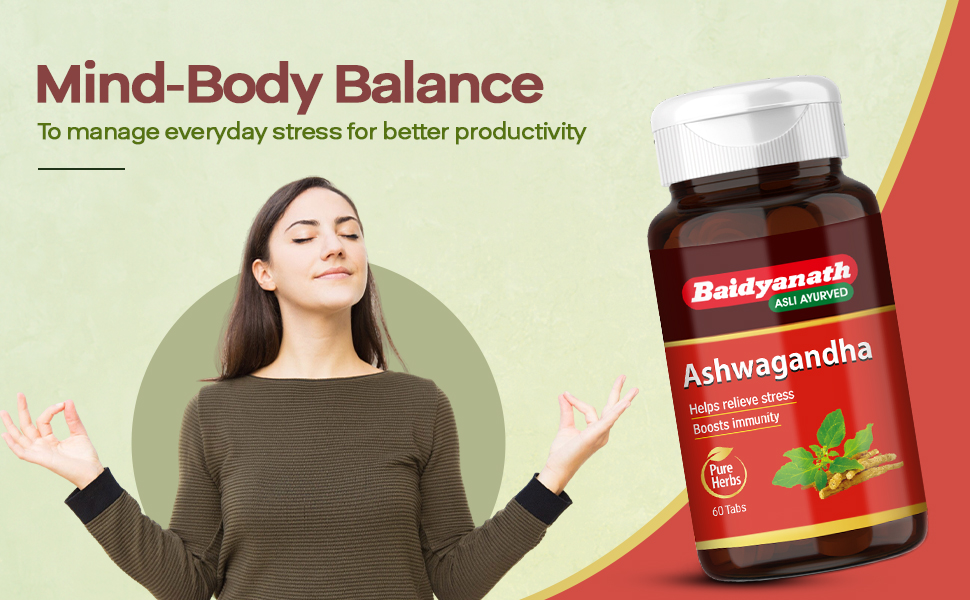 Baidyanath Ashwagandha - 60 Tablets | Ayurvedic Formulation with Ashwagandha Root Extract | Stress, Sleep, Immunity & Stamina Support