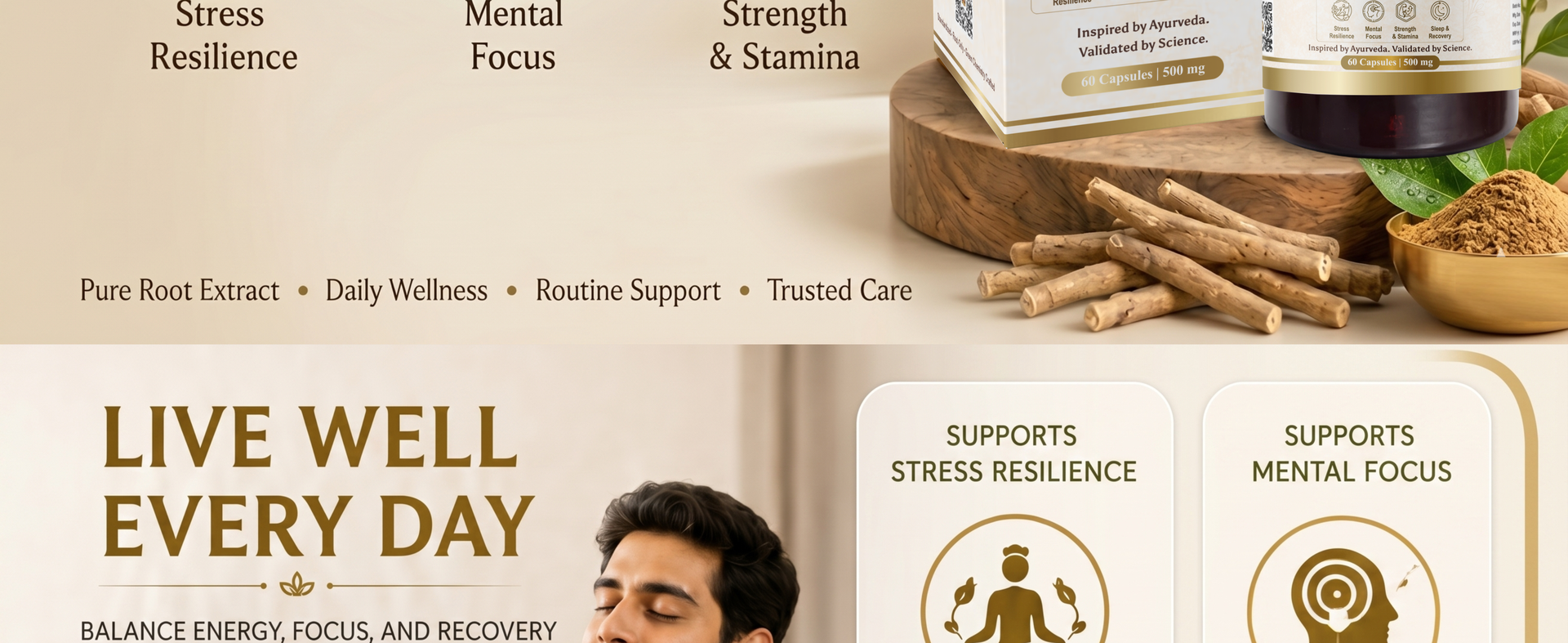 KSM-66® Ashwagandha Capsules 500mg | KSM 66 Ashwagandha Root Extract Standardized to 5.1% Withanolides | Stress, Sleep, Calm Focus, Recovery & Energy Support | 60 Veg Capsules