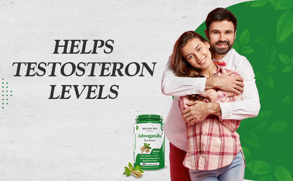 HealthyHey Herbal Ashwagandha root extract - 650 mg per serving - 120 vegetable capsules