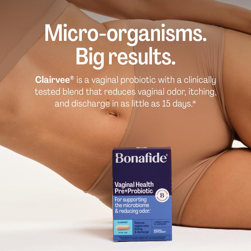Bonafide Clairvee Vaginal Probiotic for Relief from Odor, Itching & Discharge, 1-Month Supply (15 Capsules) 5